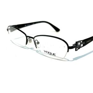 Vogue Black Semi-Rimless Glasses Sleek Design